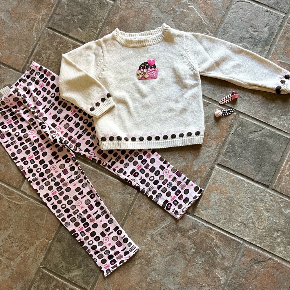 GYMBOREE “Sweeter than Chocolate” Set plus 2 barrettes & bonus Tee